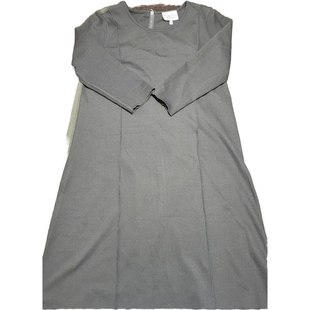 Lynn Ritchie Silver Womens Shift Dress Casual Black Front Olive Back Full Zipper